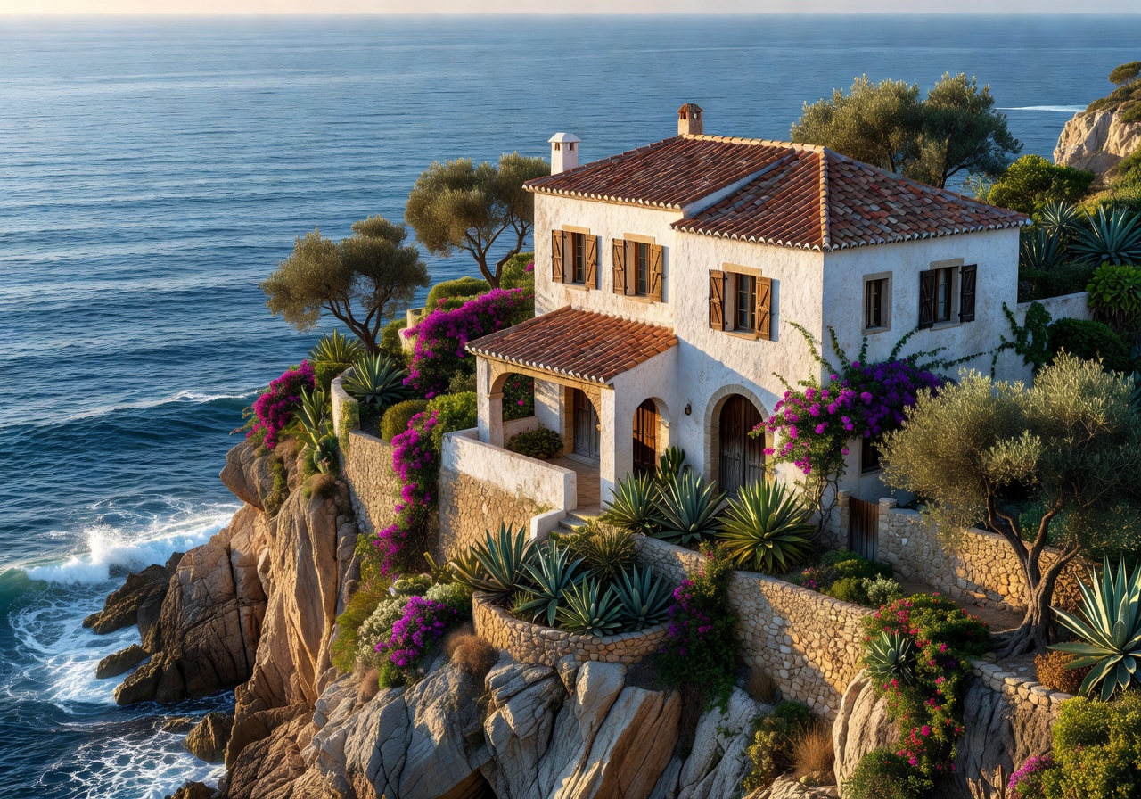 Coastal cliffside Spanish villa overlooking sea