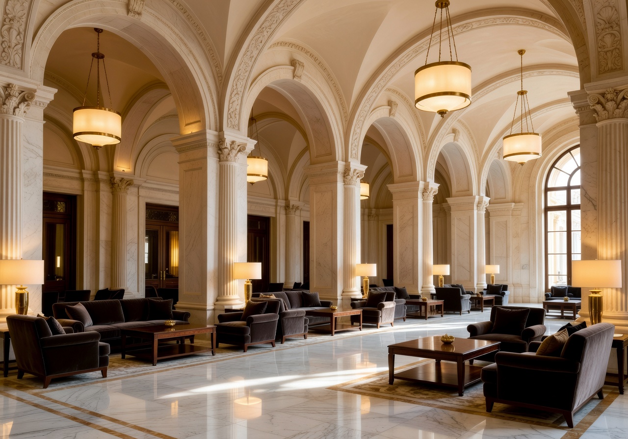 Elegant hotel lobby with arches